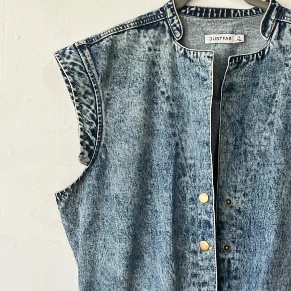 JustFab Acid Wash Jumpsuit - Picture 7 of 14